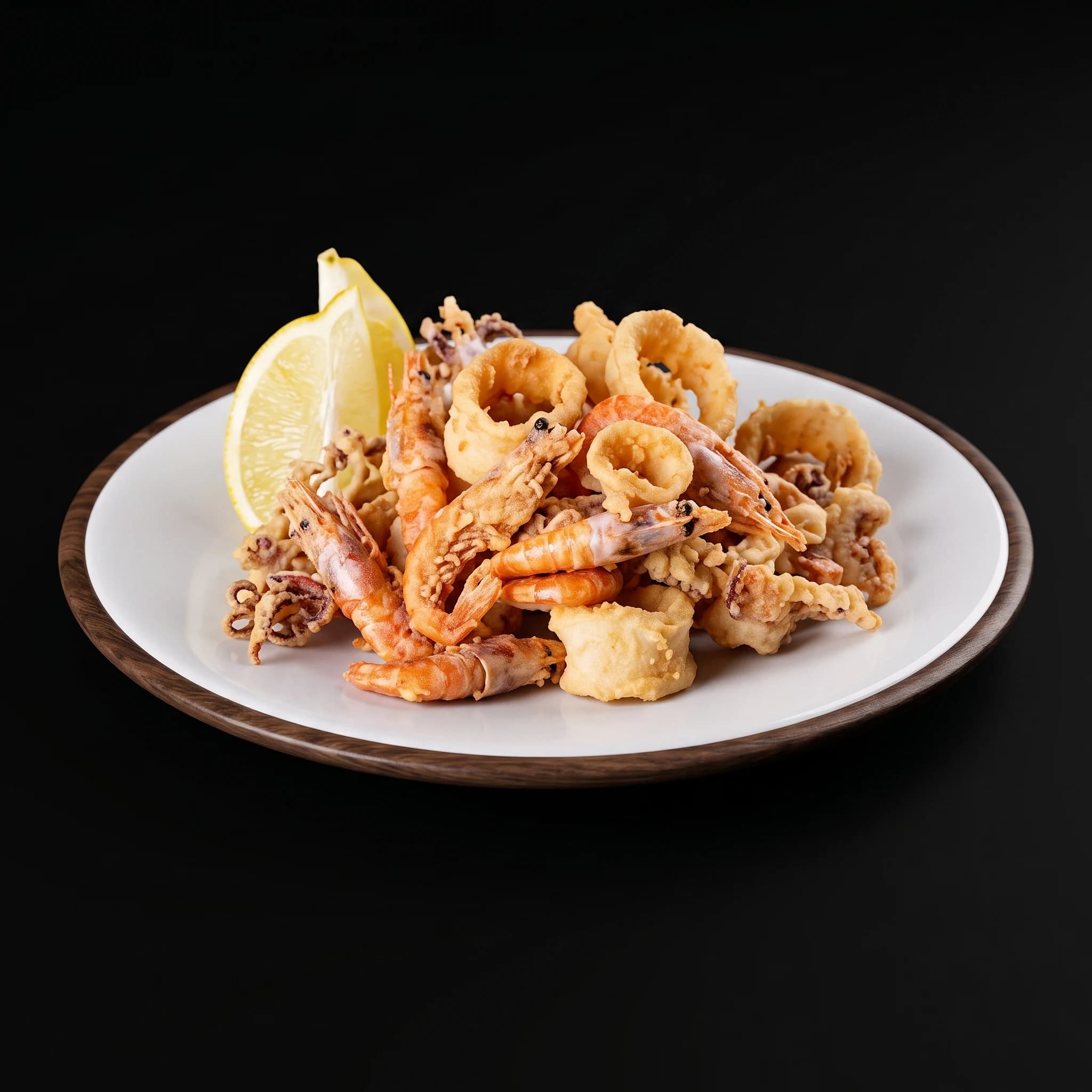 Crispy fried calamari with lemon