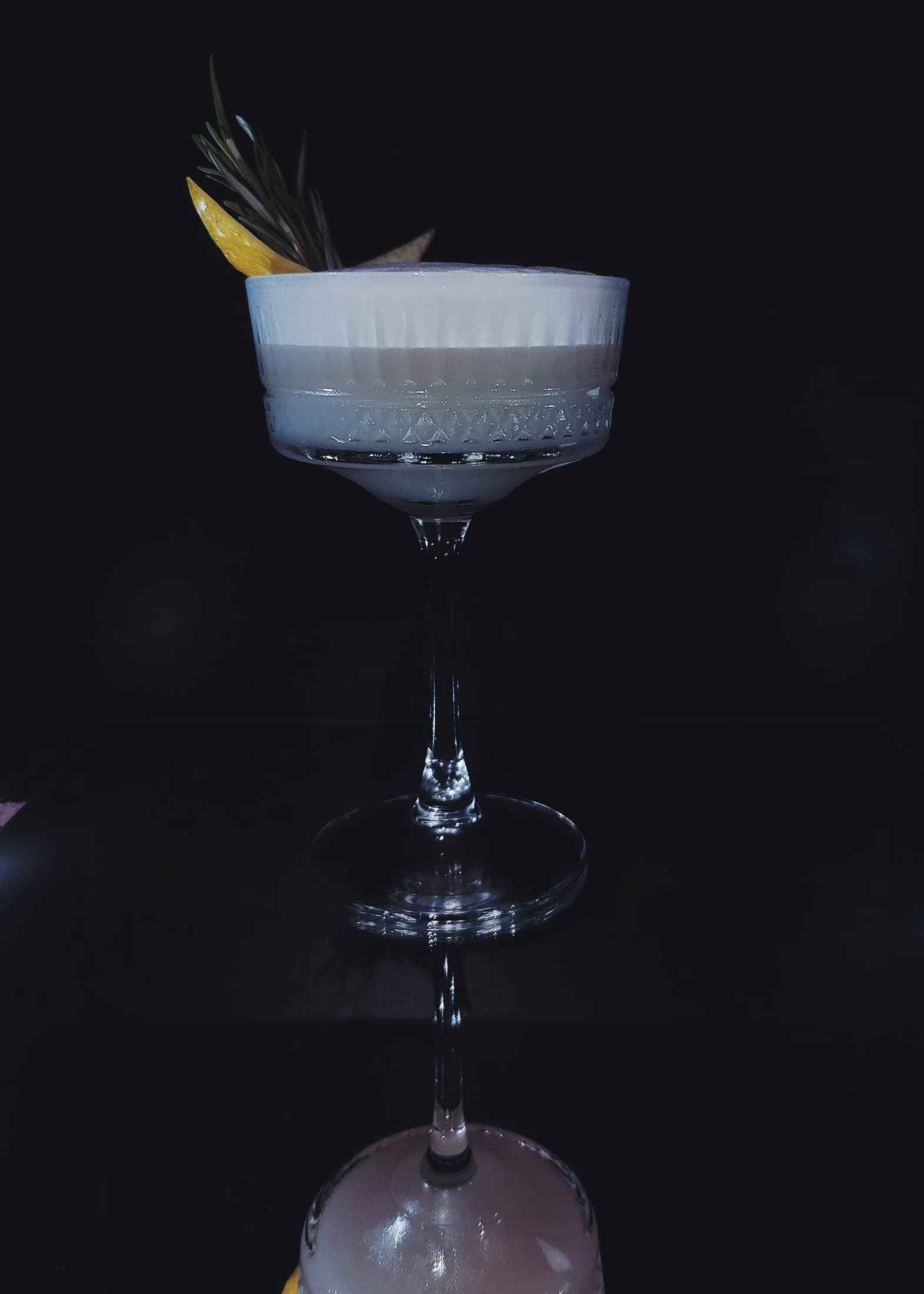The same coupe cocktail, close up